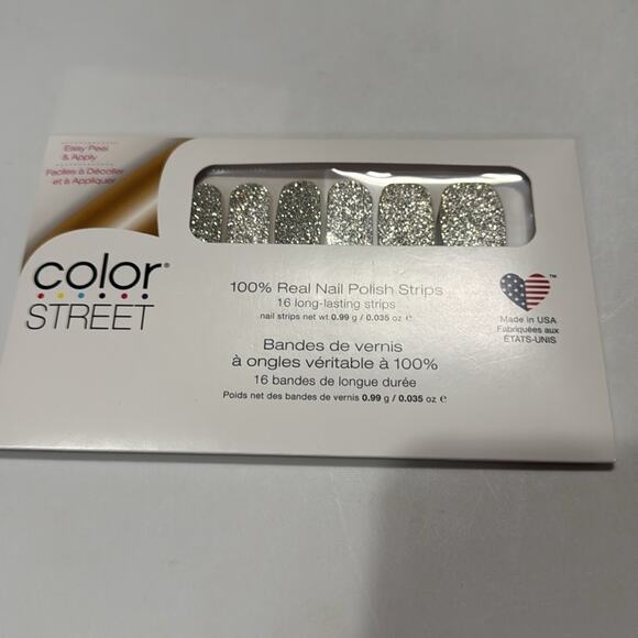 NWT Color Street Retired "Tinseltown" Silver Metallic Glitter Nail Strips - Picture 2 of 4